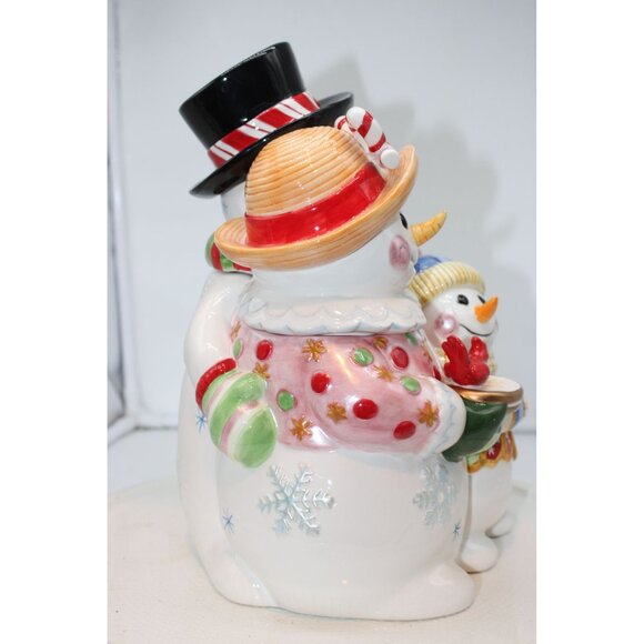 Fitz & Floyd Cookie Jar - Frosty Friends Snowman Family - Picture 5 of 11